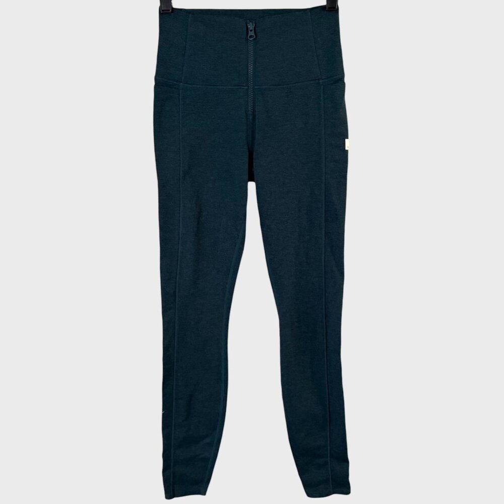 Vuori Zip-Front Granite Heathered Leggings Green Women's XS Athleticwear Gym